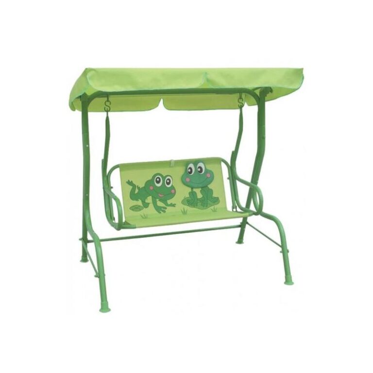 Balansoar/leagan pentru copii, verde, model broscute, 115x75x110 cm, Sandia