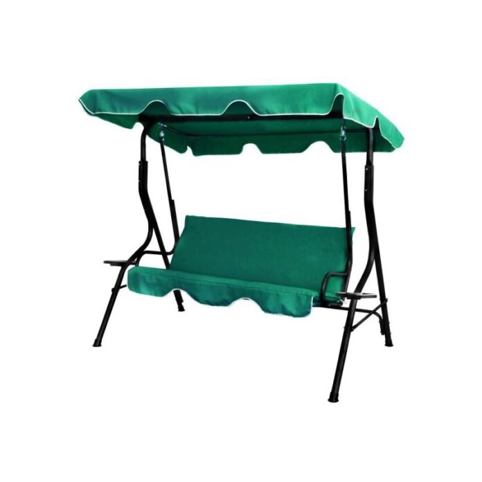 Balansoar pentru gradina cu 3 locuri MCT Garden, Structura Metalica, Verde, 170x110x153 cm