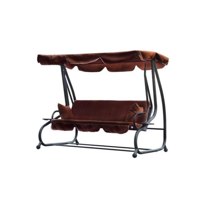 Balansoar gradina, 3 locuri, maro, 210x120x170 cm, functie pat, MCT Bogdana