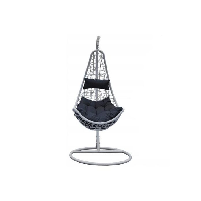 Scaun leagan suspendat, Jumi, poliratan, otel, gri/antracit, max 120 kg, 79x70x120 cm