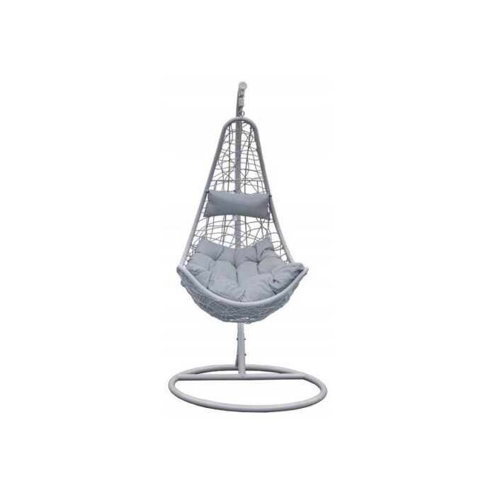 Scaun leagan suspendat, Jumi, poliratan, otel, gri, max 120 kg, 79x70x120 cm