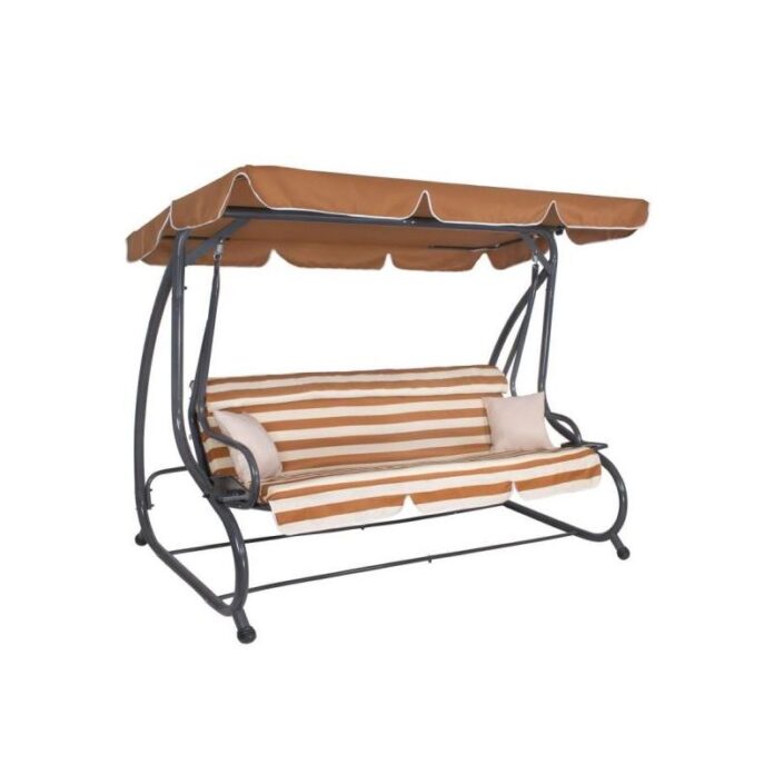 Balansoar gradina, 4 locuri, maro deschis, 230x130x162 cm, functie pat, Alina