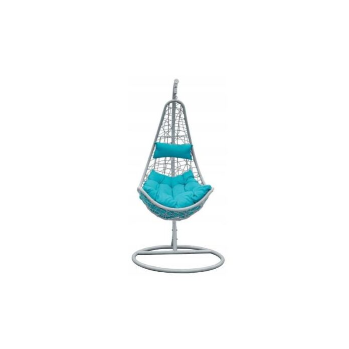 Scaun leagan suspendat, poliratan, gri/albastru, max 120 kg, 79x70x120 cm