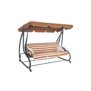 Balansoar gradina, Springos, 4 locuri, maro, crem, 230x130x162 cm, functie pat, max 300 kg Balansoar gradina, Springos, 4 locuri, maro, crem, 230x130x162 cm, functie pat, max 300 kg