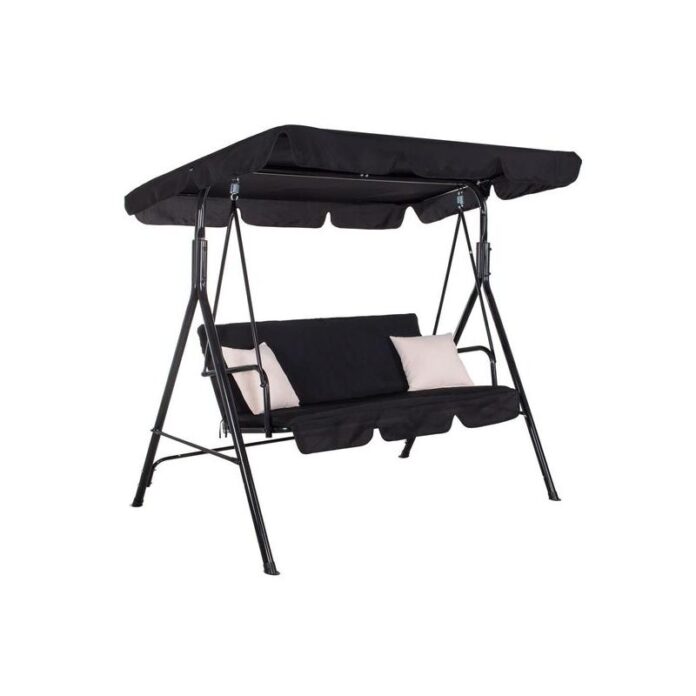 Balansoar gradina, Springos, Luna, 3 locuri, negru, 170x110x150 cm, max 220 kg