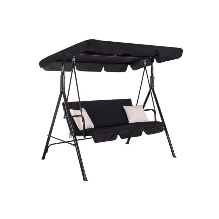 Balansoar gradina, Springos, Luna, 3 locuri, negru, 170x110x150 cm, max 220 kg