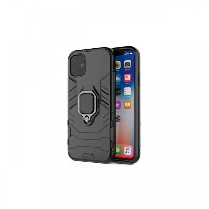 Husa iPhone 11 Pro Lemontti Ring Armor Kickstand Negru Husa iPhone 11 Pro Lemontti Ring Armor Kickstand Negru