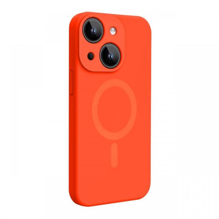 Lemontti Husa Liquid Silicon MagCharge iPhone 15 Roz Neon (protectie 360°, material fin, captusit cu microfibra)