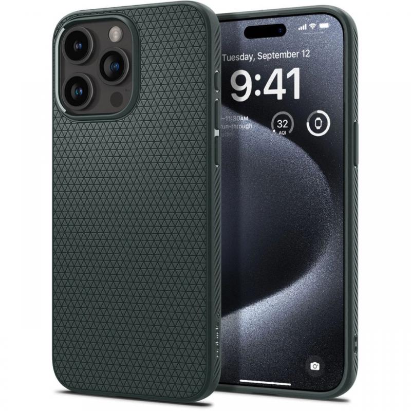 Spigen Husa Liquid Air iPhone 15 Pro Abyss Green Spigen Husa Liquid Air iPhone 15 Pro Abyss Green
