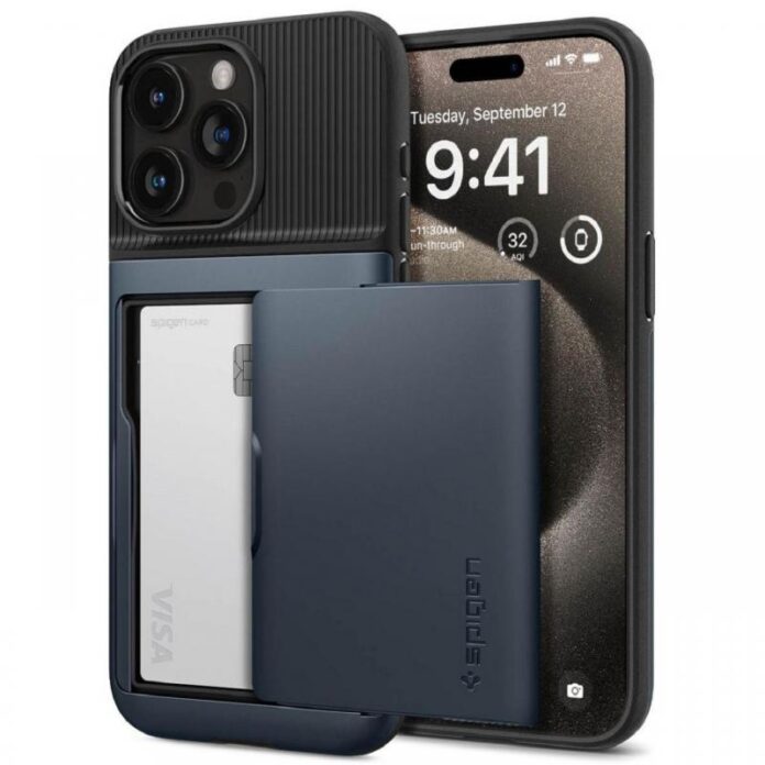 Spigen Husa Slim Armor Cs iPhone 15 Pro Max Metal Slate Spigen Husa Slim Armor Cs iPhone 15 Pro Max Metal Slate