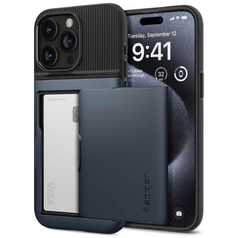 Spigen Husa Slim Armor Cs iPhone 15 Pro Metal Slate Spigen Husa Slim Armor Cs iPhone 15 Pro Metal Slate