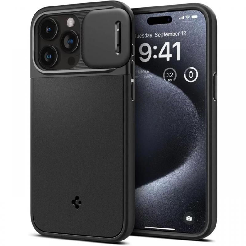 Spigen Husa Optik Armor MagSafe iPhone 15 Pro Max Negru Spigen Husa Optik Armor MagSafe iPhone 15 Pro Max Negru
