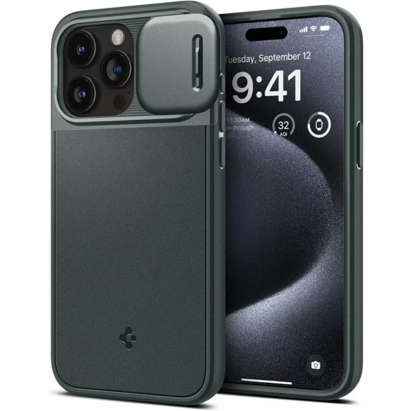 Spigen Husa Optik Armor MagSafe iPhone 15 Pro Max Abyss Green Spigen Husa Optik Armor MagSafe iPhone 15 Pro Max Abyss Green