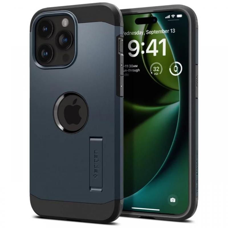 Spigen Husa Tough Armor MagSafe iPhone 15 Pro Max Metal Slate Spigen Husa Tough Armor MagSafe iPhone 15 Pro Max Metal Slate