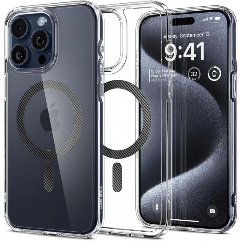 Spigen Husa Ultra Hybrid MagSafe iPhone 15 Pro Carbon Fiber Spigen Husa Ultra Hybrid MagSafe iPhone 15 Pro Carbon Fiber