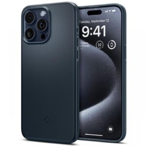 Spigen Husa Thin Fit iPhone 15 Pro Metal Slate Spigen Husa Thin Fit iPhone 15 Pro Metal Slate