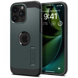 Spigen Husa Tough Armor MagSafe iPhone 15 Pro Max Abyss Green Spigen Husa Tough Armor MagSafe iPhone 15 Pro Max Abyss Green
