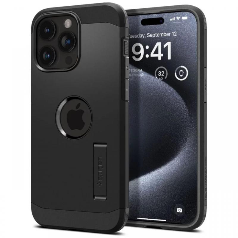 Spigen Husa Tough Armor MagSafe iPhone 15 Pro Max Black Spigen Husa Tough Armor MagSafe iPhone 15 Pro Max Black