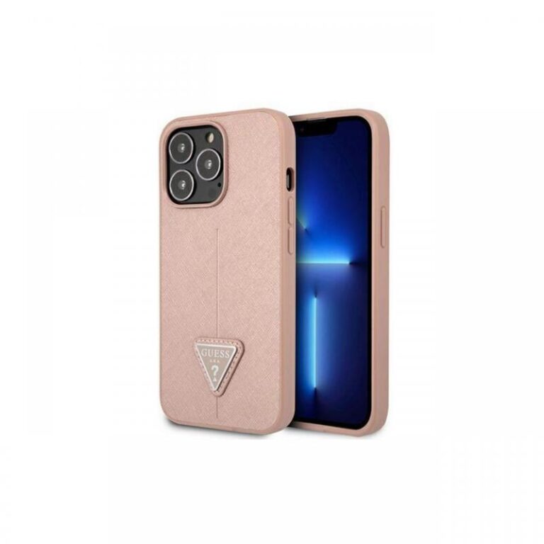 Husa iPhone 13 Pro Guess PU Saffiano Triangle Negru