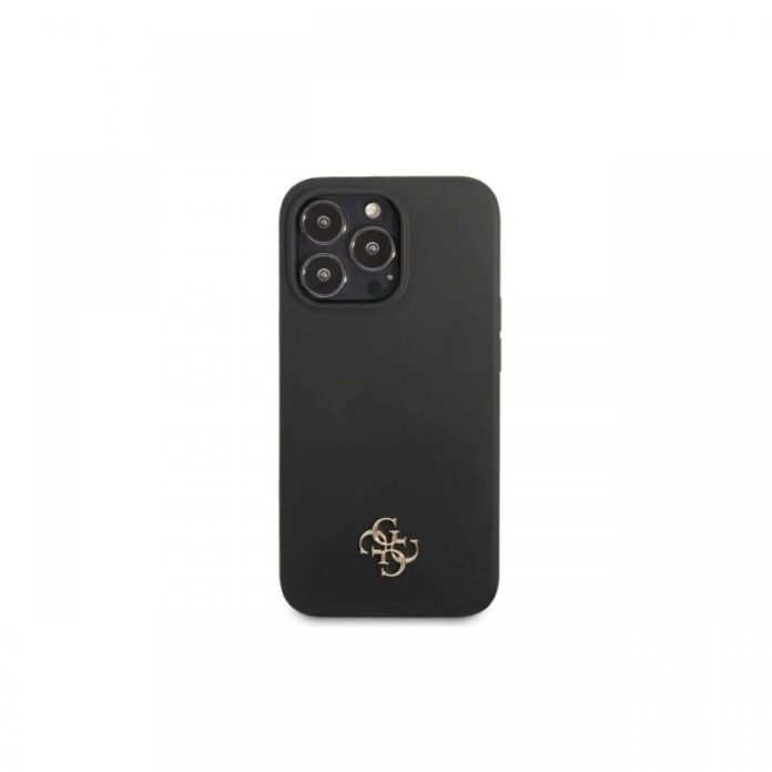 Husa iPhone 13 Pro Guess 4G Silicon Metal Logo Negru Husa iPhone 13 Pro Guess 4G Silicon Metal Logo Negru