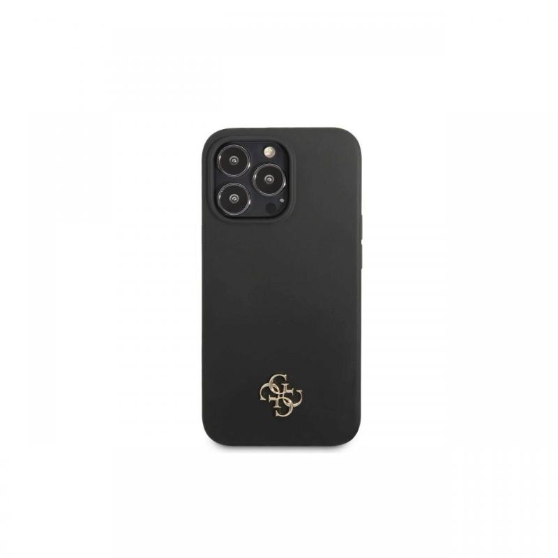Husa iPhone 13 Pro Guess 4G Silicon Metal Logo Negru Husa iPhone 13 Pro Guess 4G Silicon Metal Logo Negru