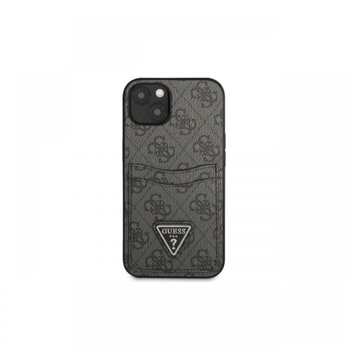 Husa iPhone 13 Guess 4G Saffiano Double Card Maro