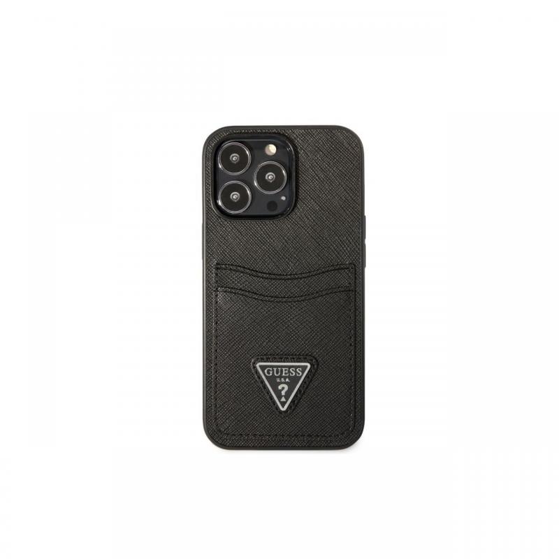 Husa iPhone 13 Pro Guess Saffiano Double Card Roz Husa iPhone 13 Pro Guess Saffiano Double Card Roz