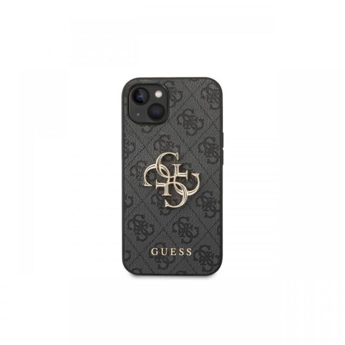 Husa iPhone 14 Plus Guess Leather 4G Metal Logo Grey
