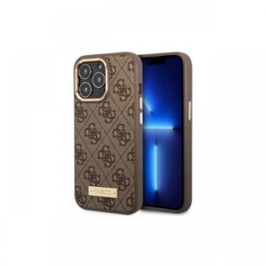 Husa iPhone 14 Pro Guess 4G Logo Plate MagSafe Maro Husa iPhone 14 Pro Guess 4G Logo Plate MagSafe Maro