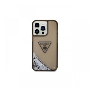Husa iPhone 14 Pro Guess Liquid Glitter Translucent Triangle Logo Black Husa iPhone 14 Pro Guess Liquid Glitter Translucent Triangle Logo Black