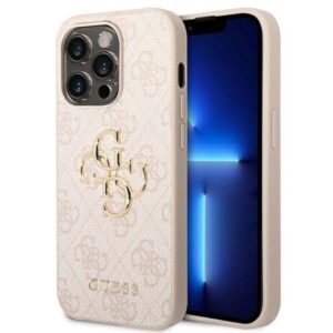 Guess Husa PU 4G Metal Logo iPhone 14 Pro Max Roz Guess Husa PU 4G Metal Logo iPhone 14 Pro Max Roz