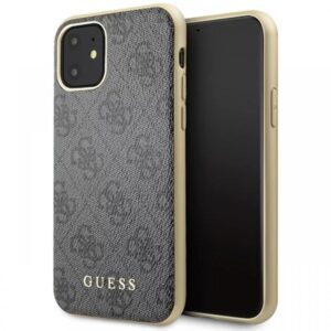 Guess Husa 4G Metal Gold Logo iPhone 11 Gri Guess Husa 4G Metal Gold Logo iPhone 11 Gri