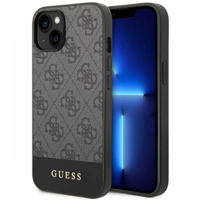 Guess Husa 4G Stripe Logo iPhone 14 Maro Guess Husa 4G Stripe Logo iPhone 14 Maro