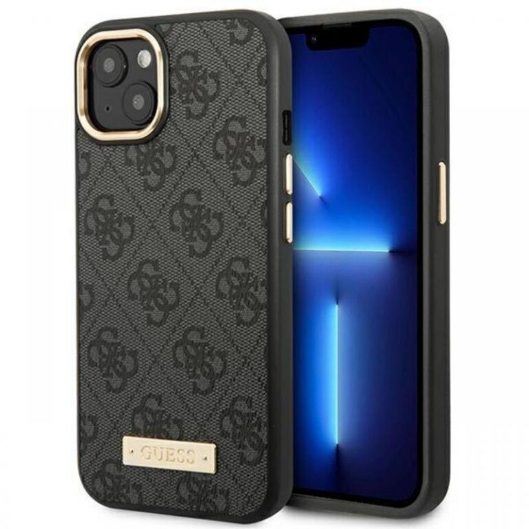 Guess Husa 4G Logo Plate MagSafe iPhone 14 Plus Maro