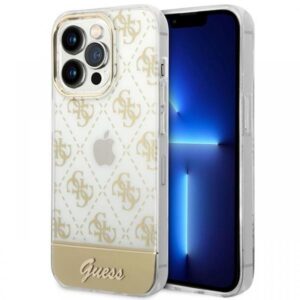 Guess Husa Peony Glitter Script Logo iPhone 14 Pro Auriu Guess Husa Peony Glitter Script Logo iPhone 14 Pro Auriu