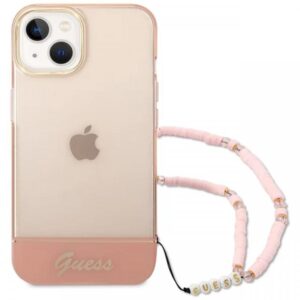 Guess Husa TPU Camera Outline Translucent Strap iPhone 14 Pink Guess Husa TPU Camera Outline Translucent Strap iPhone 14 Pink