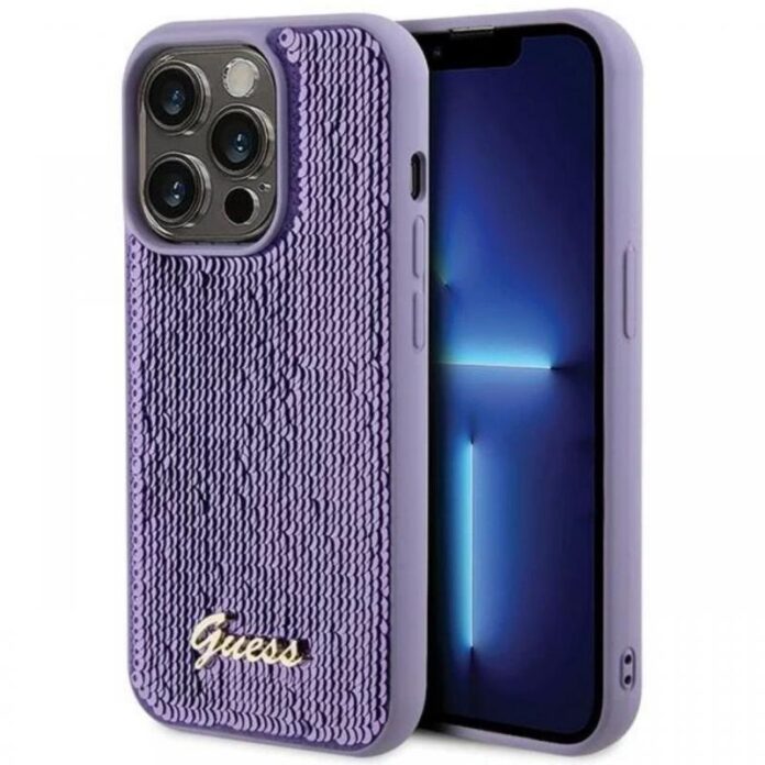 Guess Husa Sequin Script Logo iPhone 15 Pro Max Magenta