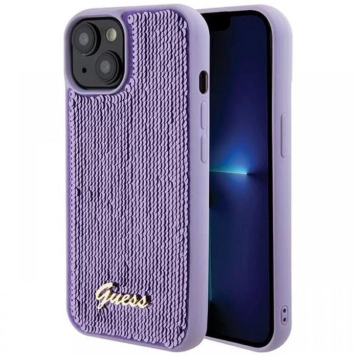 Guess Husa Sequin Script Logo iPhone 15 Negru