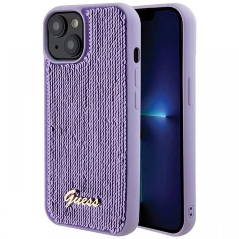 Guess Husa Sequin Script Logo iPhone 15 Negru