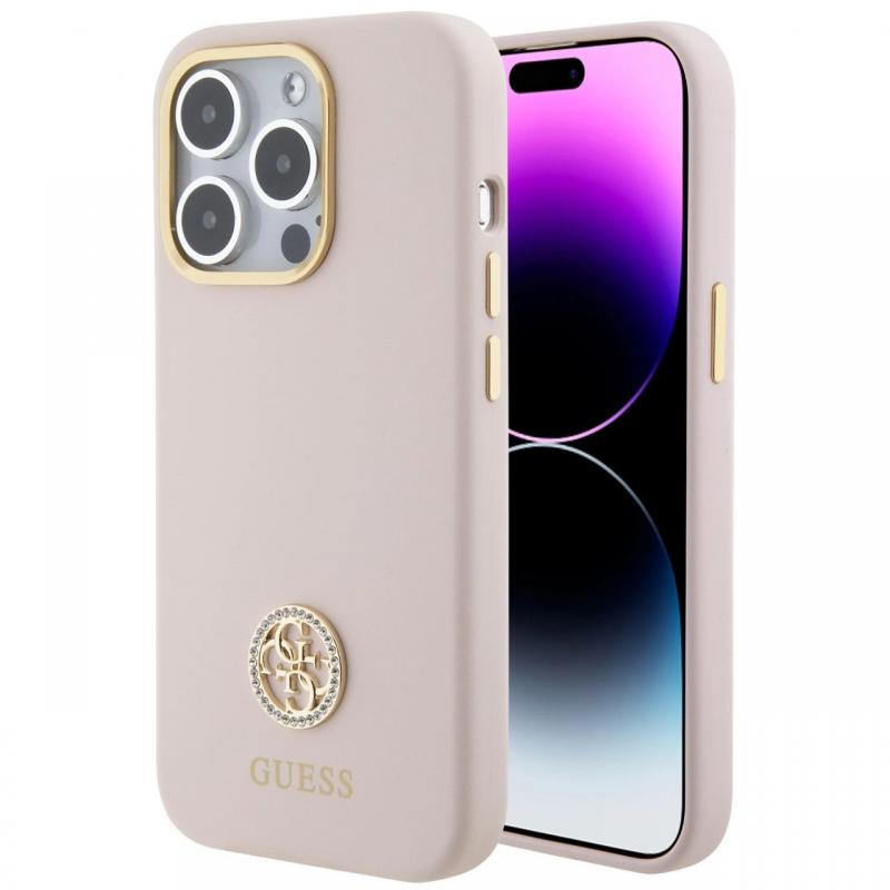 Guess Husa Liquid Silicone 4G Strass Metal Logo iPhone 15 Pro Max Negru Guess Husa Liquid Silicone 4G Strass Metal Logo iPhone 15 Pro Max Negru