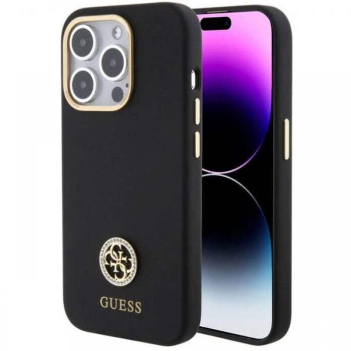Guess Husa Liquid Silicone 4G Strass Metal Logo iPhone 15 Pro Roz Guess Husa Liquid Silicone 4G Strass Metal Logo iPhone 15 Pro Roz