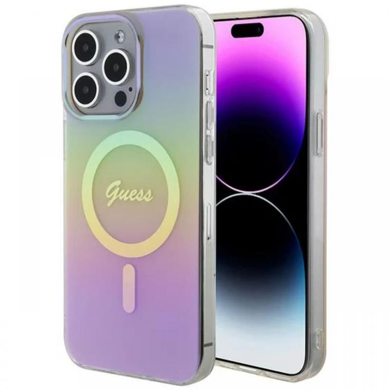 Guess Husa Iridescent Script MagSafe iPhone 15 Pro Max Roz Guess Husa Iridescent Script MagSafe iPhone 15 Pro Max Roz