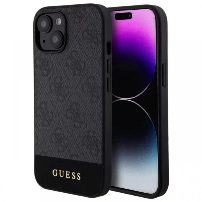 Guess Husa 4G Stripe Logo MagSafe iPhone 15 Negru Guess Husa 4G Stripe Logo MagSafe iPhone 15 Negru