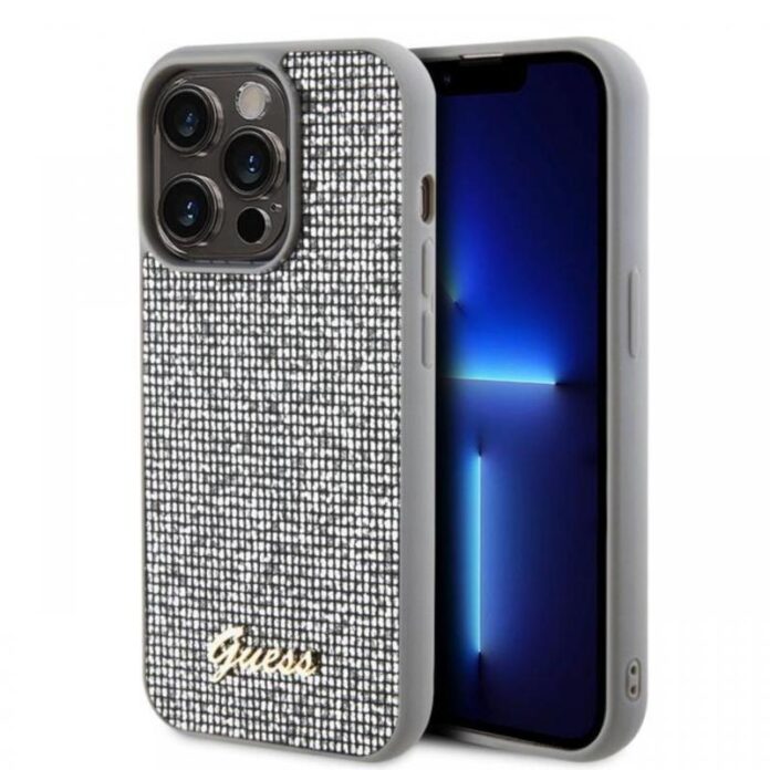 Guess Husa Square Mirror Script Logo iPhone 15 Pro Max Auriu