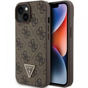 Guess Husa PU 4G Strass Triangle Metal Logo iPhone 15 Plus Roz Guess Husa PU 4G Strass Triangle Metal Logo iPhone 15 Plus Roz