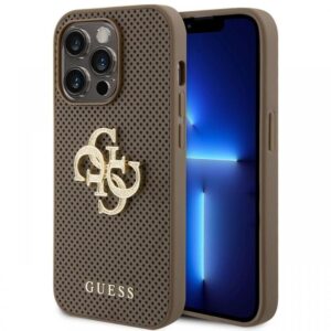 Guess Husa Perforated 4G Glitter Metal Logo iPhone 15 Pro Max Taupe Guess Husa Perforated 4G Glitter Metal Logo iPhone 15 Pro Max Taupe