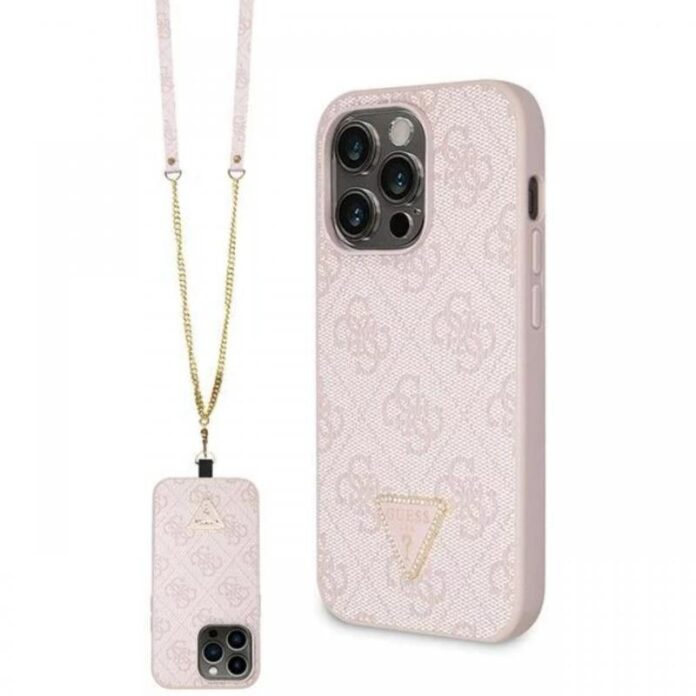 Guess Husa PU 4G Strass Triangle Metal Logo cu curea Crossbody iPhone 15 Pro Maro Guess Husa PU 4G Strass Triangle Metal Logo cu curea Crossbody iPhone 15 Pro Maro
