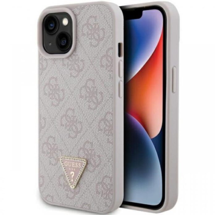 Guess Husa PU 4G Strass Triangle Metal Logo iPhone 15 Negru Guess Husa PU 4G Strass Triangle Metal Logo iPhone 15 Negru