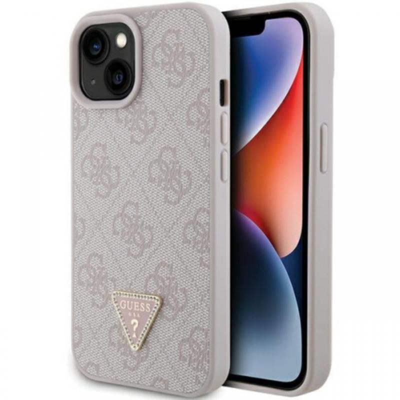 Guess Husa PU 4G Strass Triangle Metal Logo iPhone 15 Negru Guess Husa PU 4G Strass Triangle Metal Logo iPhone 15 Negru