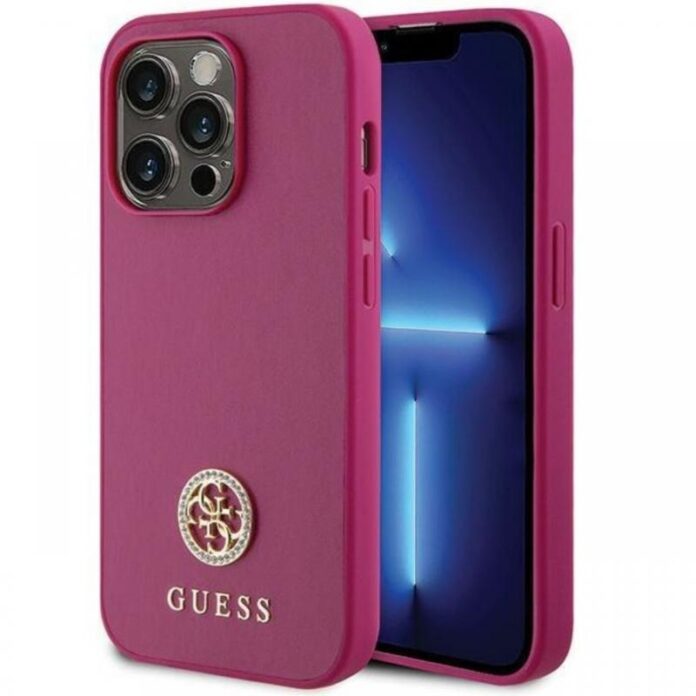 Guess Husa 4G Strass Metal Logo iPhone 15 Pro Max Negru